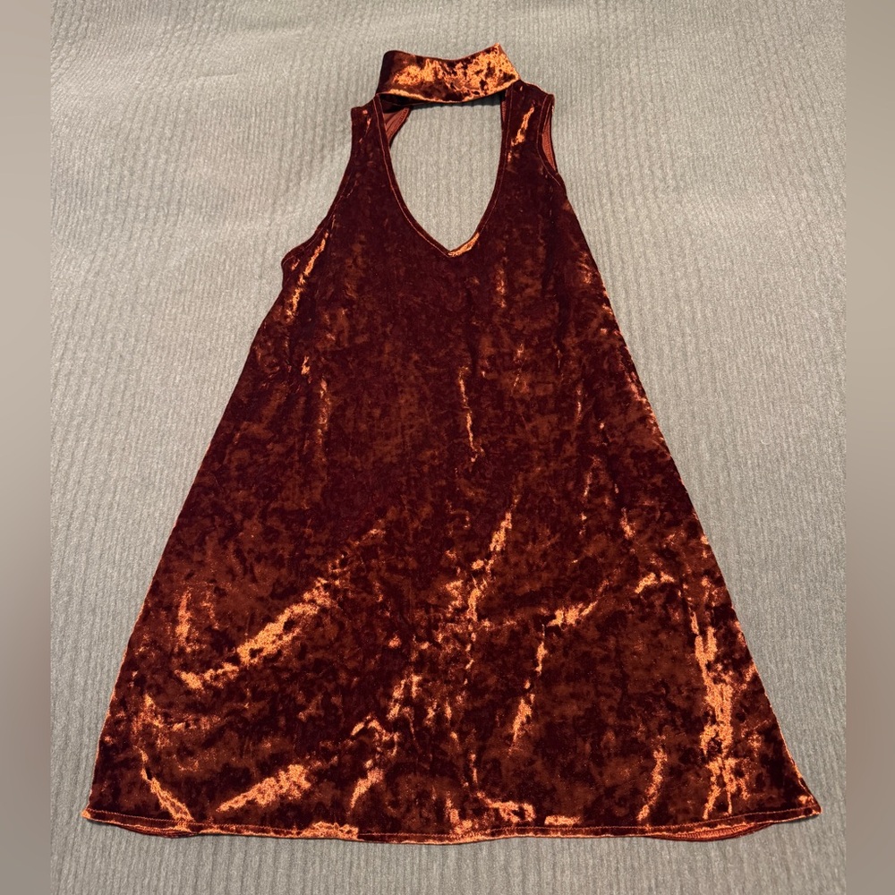 Show Me Your MuMu Velvet Mini Dress in Rust